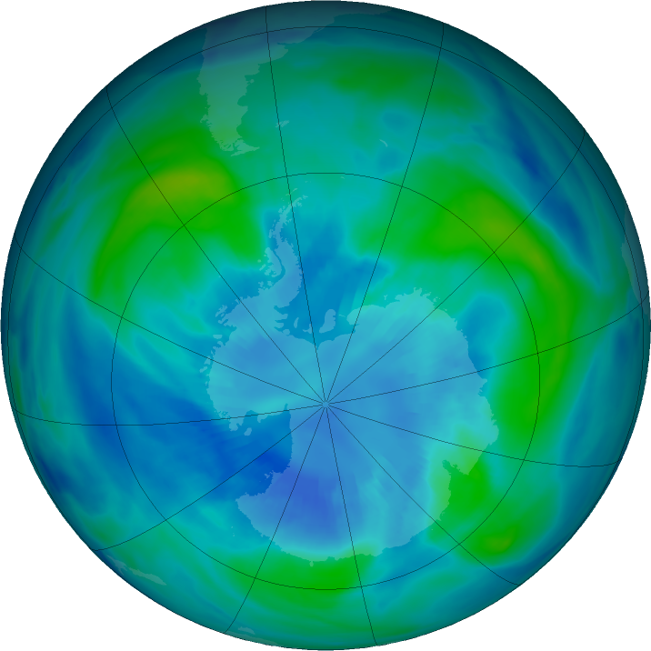Antarctic ozone map for 03 April 2023